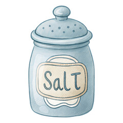 Watercolor salt jar illustration