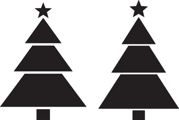 Fototapeta premium Two stylized christmas trees with stars silhouette