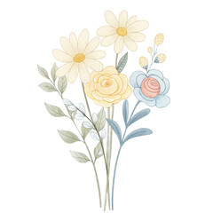 Watercolor daisy bouquet clipart