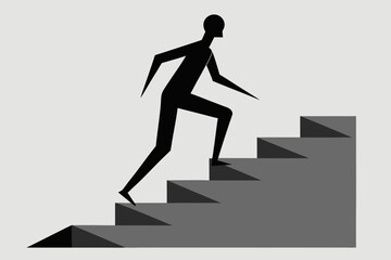 Businessman on stairs concept illustration showing success and achievement