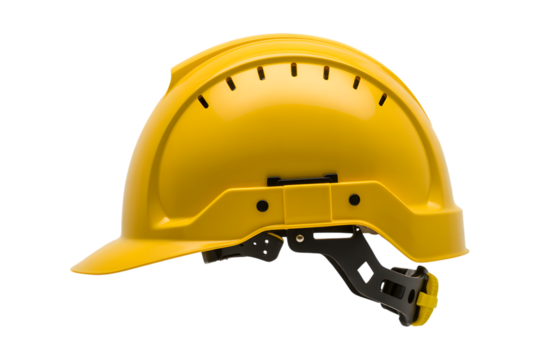 Yellow hard hat safety helmet isolated on transparent background - Powered by Adobe