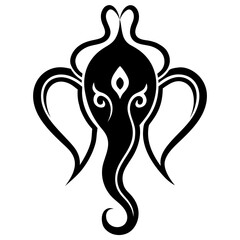 Stylized ganesha illustration in black and white
