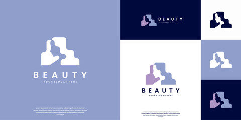 Fototapeta premium beauty logo with a fun, friendly style, hairdresser, salon and spa, vector graphic design.
