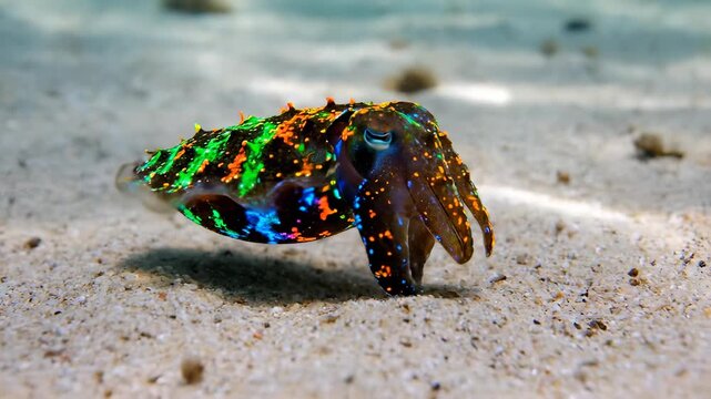 Amazing Cuttlefish Changes Color Underwater