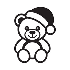 Cute teddy bear wearing a santa hat illustration