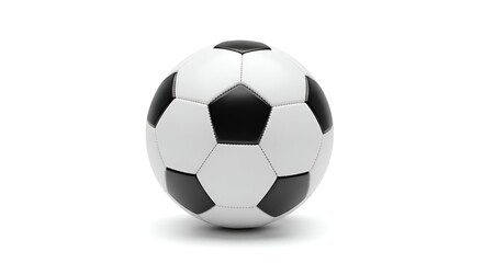 Fototapeta premium Soccer Ball Black White Classic Round Sports Equipment on White Background