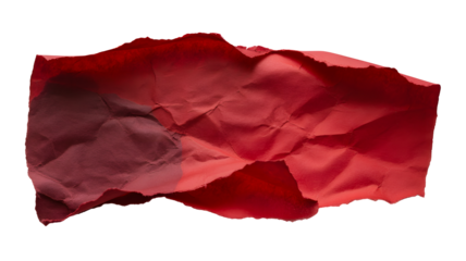 Crumpled red paper isolated on transparent background