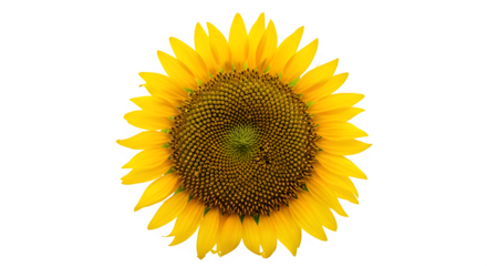 A vibrant and cheerful sunflower, , showcasing its bright yellow petals and dark brown center, radiating warmth and positivity, perfect for adding a touch of natural beauty and summery vibes to any pr