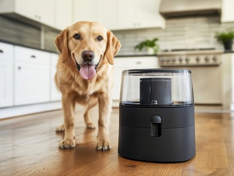 Automated pet feeder dispensing food and water with accurate portions for pets while owners are away
