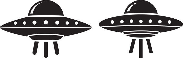 Two flying saucer ufos silhouette