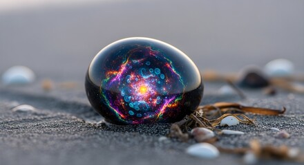 Ancient Pebble Reflecting Cosmic Nebula of Evolving Cellular Life - Origin of Species Concept
