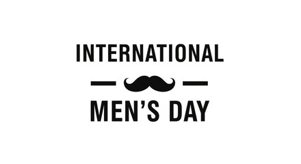 International Men s Day Logo and Moustache Icon on White Background for Celebration