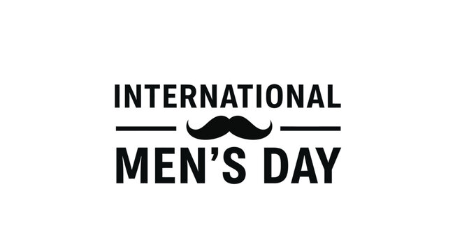 International Men s Day Black and White Logo with Moustache Icon for Celebration and Awareness