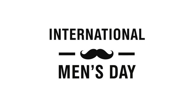 International Men s Day Logo and Moustache Icon on White Background for Celebration