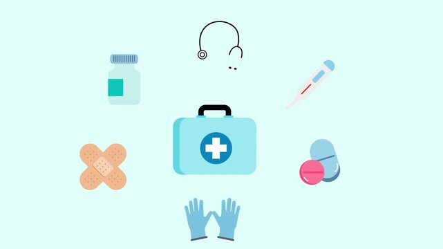 Animated Medical and Healthcare Icons Set Animation.