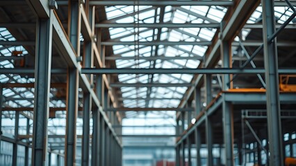 erection. Industrial construction site with steel beams, capturing the essence of urban development and progress. safety posters.