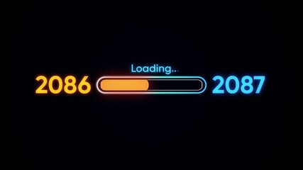 Future Loading Bar From 2086 to 2087 With Neon Glow progress