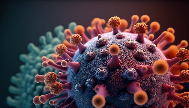 a close up of a virus