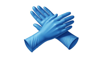 Vector illustration of pair of blue nitrile medical gloves crossed over each other