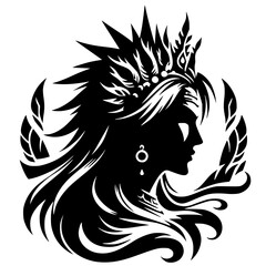 Female fantasy character portrait silhouette
