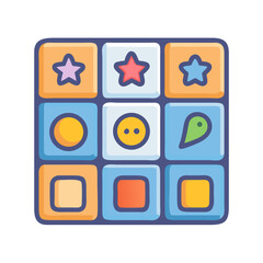 Colorful geometric shape matching pattern in block design