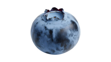 Single ripe blueberry isolated on transparent background