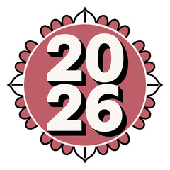 Elegant 2026 Year Design with Floral Accents and Bold Numerals.