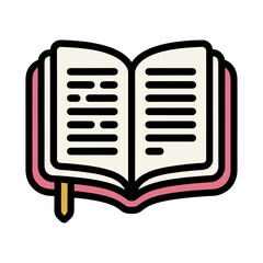 Open Book with Pink Cover and Yellow Bookmark Illustration.