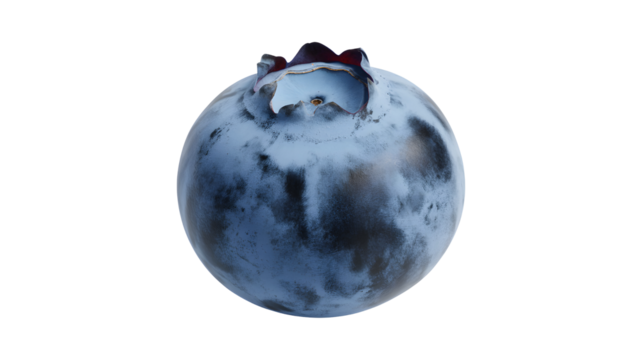 Single ripe blueberry isolated on transparent background
