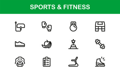 Innovative Sports and Fitness Icon Bundle creating Exercise Plans, Workout Tools, and Fitness Dashboards
