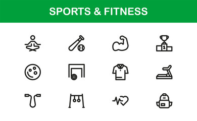 Sleek Sports and Fitness Icon Pack displaying Athletic Programs, Fitness Tools, and Health Apps
