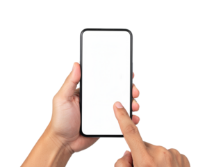 hand holding smart phone, smart and it concept transparent background