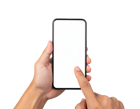 hand holding smart phone, smart and it concept transparent background