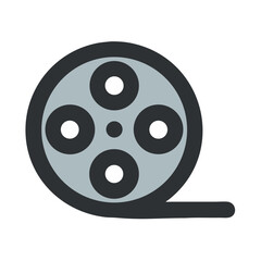Retro Film Reel Icon on Black Background for Movies
