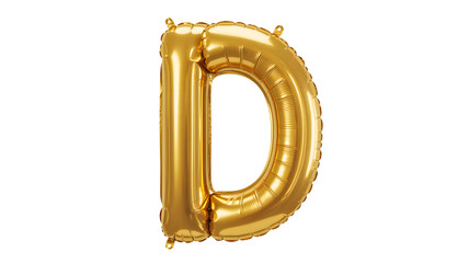 Golden letter d balloon isolated on transparent background