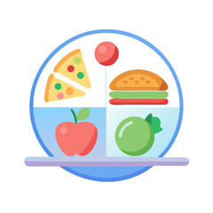 A healthy food tray illustration for balanced diet concept