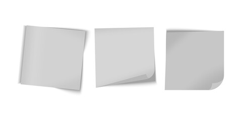 Set of realistic colorful sticky notes vector illustration with shadows, isolated collection of memo reminder papers for office, organization, planning, notice boards and creative layouts.