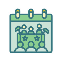 Calendar icon illustrating an event with an audience crowd