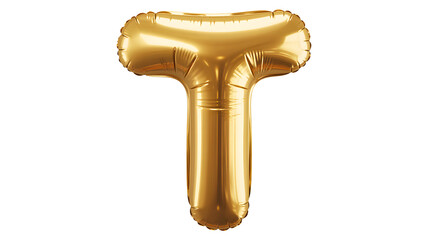 Golden letter t balloon isolated on transparent background