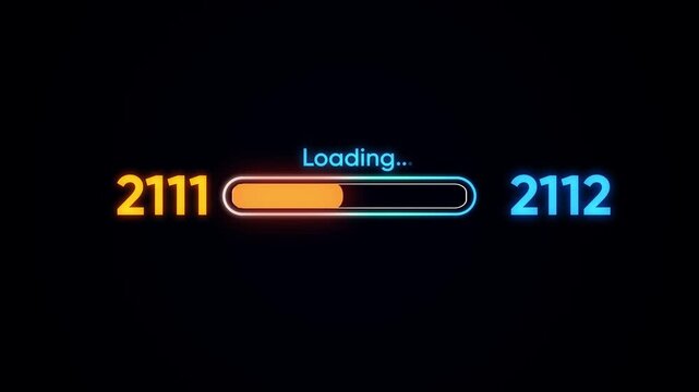 Loading bar animation from year 2111 to 2112 progress bar futuristic