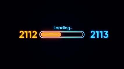 Futuristic loading screen from year 2112 to 2113 progress bar technology - Powered by Adobe