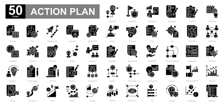 Action plan glyph iconset