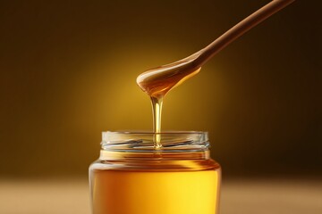 Honey drizzling action kitchen food photography warm lighting close-up shot sweetness concept