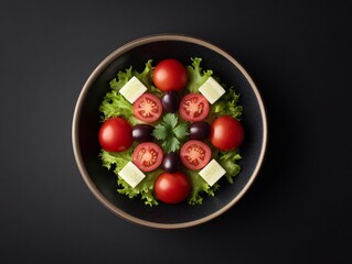 Fresh salad preparation kitchen food photography indoor top-down view healthy recipe inspiration