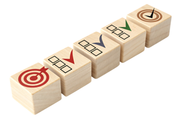 Action plan and goal achievement concept wooden business progress focus