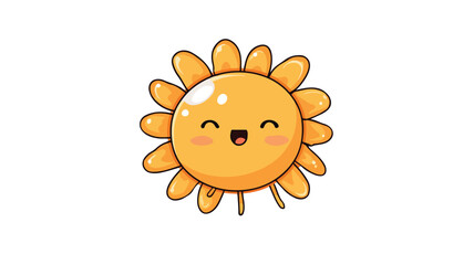 Cheerful Cute Kawaii Sun Cartoon Character with Happy Face - Smiling and Bright Illustration for Designs