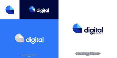 Database service logo with a concept of technology and letters, modern abstract, vector design template.