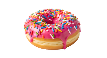 Delicious donut with pink frosting and colorful sprinkles this sweet treat is perfect for satisfying cravings and adding a touch of fun to any occasion