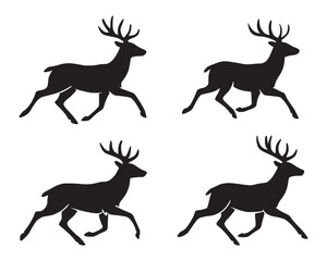Running Deer Silhouette Clipart – Outdoor Adventure Art Elegant Deer Silhouette Vector – Wildlife Graphic Art Deer Silhouette SVG – Forest Animal Cut File Design