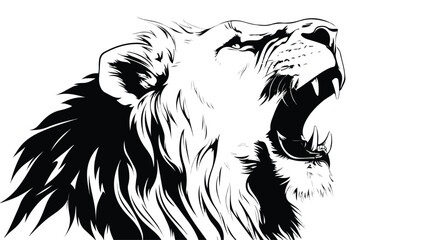 Majestic Lion Roar Mascot Silhouette Art on White Background EPS